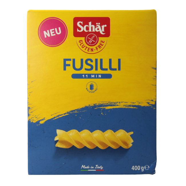 Schar Pasta Fusilli sin Gluten 400 Gramos