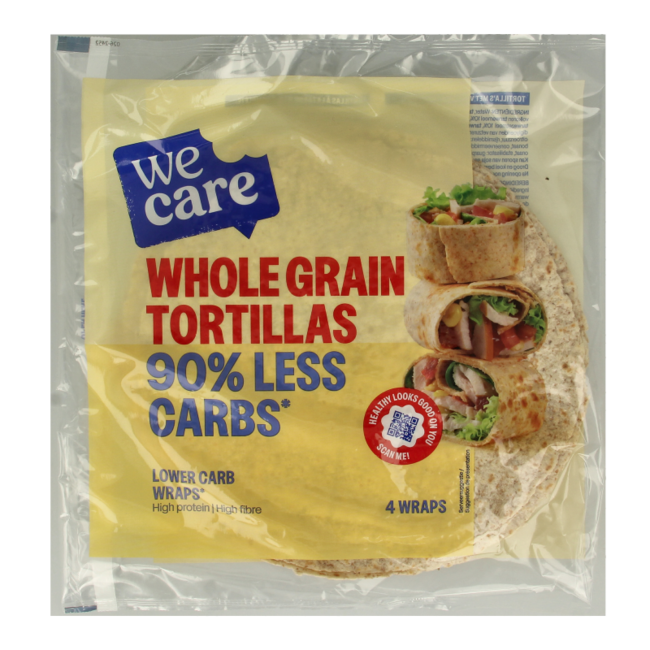 WeCare lower kcal/carb wholemeal tortillas 160g