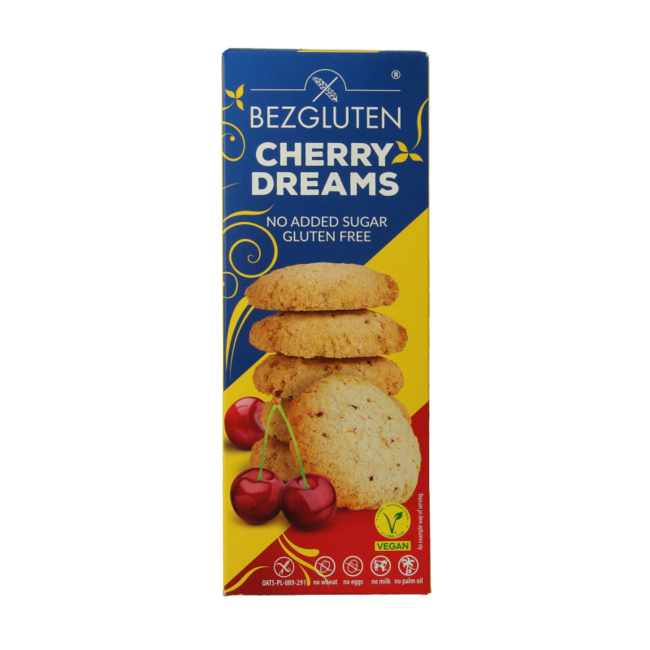 Koekjes kers zonder toegevoegde suiker glutenvrij 110 Gram