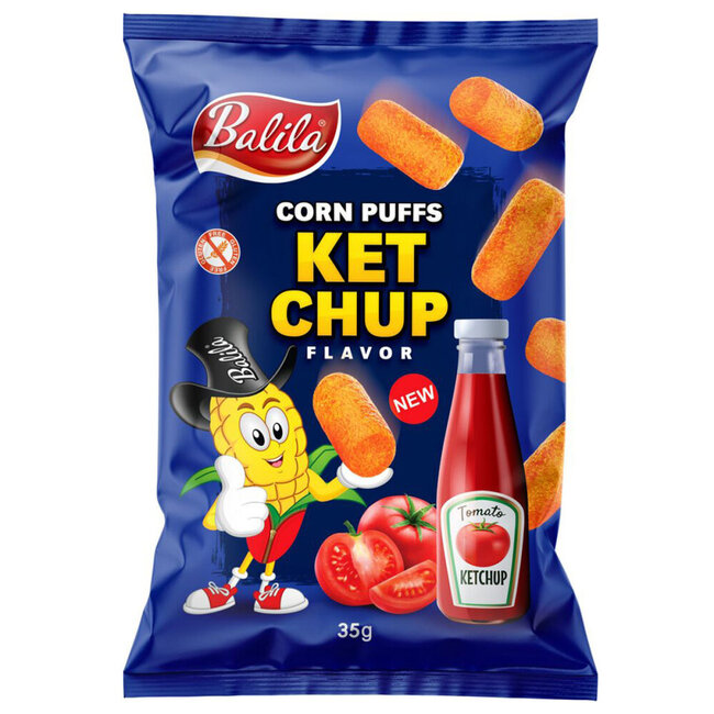 Mais-Puffs Ketchup, glutenfrei, 35 Gramm
