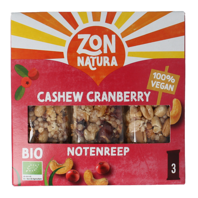Organic Cashew & Cranberry Nut Bar 75g