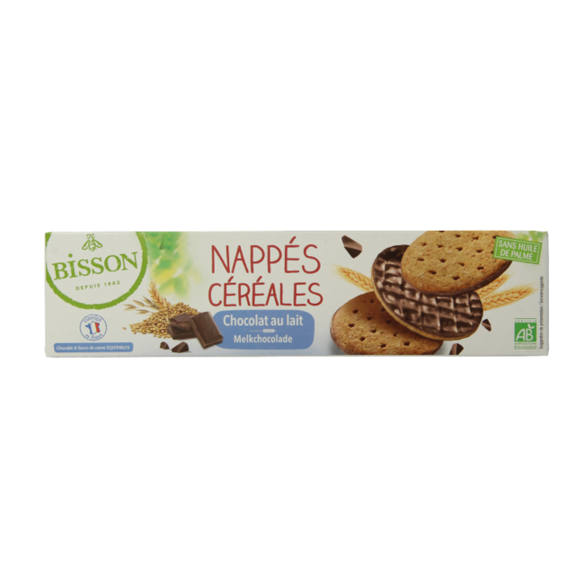 Biscotti ai cereali glassati al cioccolato al latte bio Bisson 140 Grammi