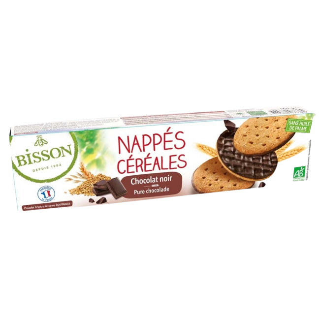 Biscuits aux céréales nappés de chocolat noir bio Bisson 120 g