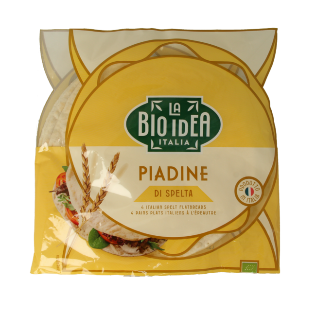 Organic Spelt Piadine Wraps, Pack of 4