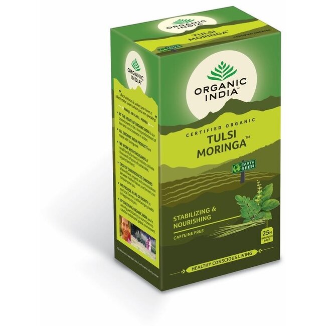 Té de tulsi y moringa ecológico, 25 bolsitas