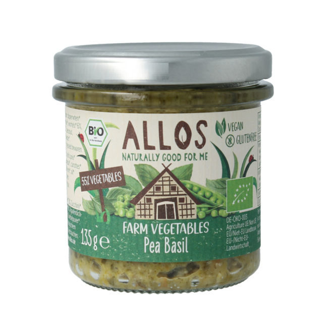 Farm vegetables guisantes y albahaca bio 135 gramos