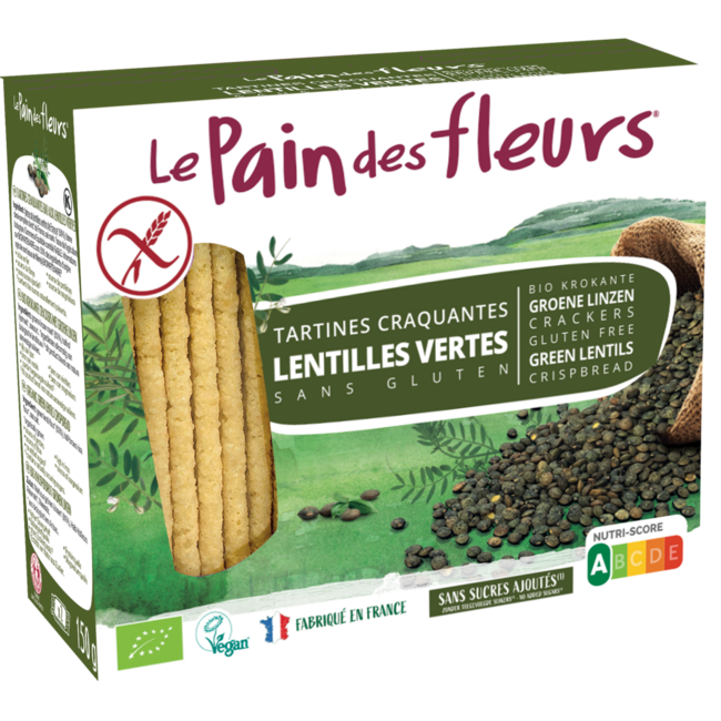 Crackers groene linzen bio 150 Gram
