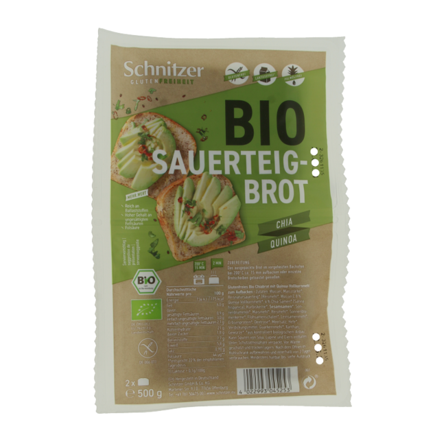 Brood chia & quinoa glutenvrij bio 500 Gram