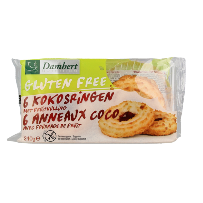Damhert Aros de coco con relleno de frutas sin gluten 240 g