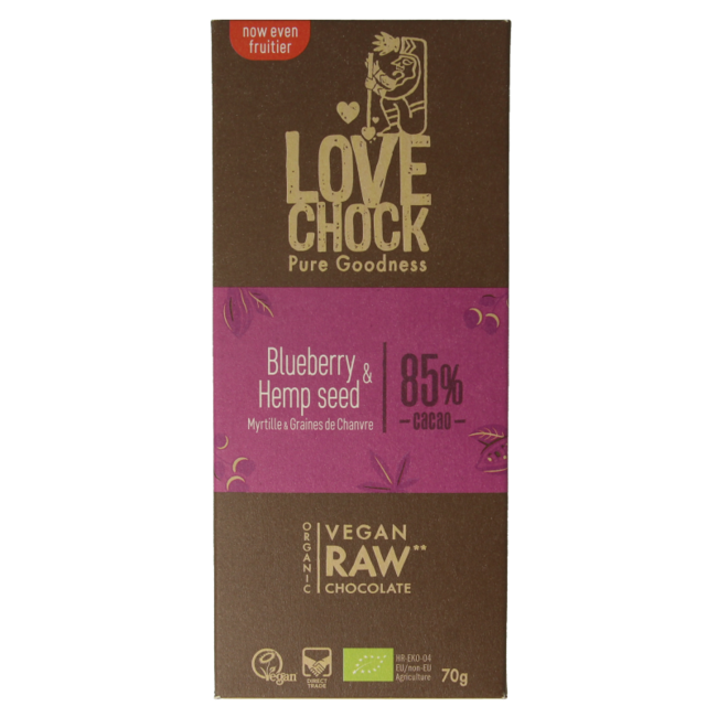 Lovechock Arándanos y semillas de cáñamo bio 70 g