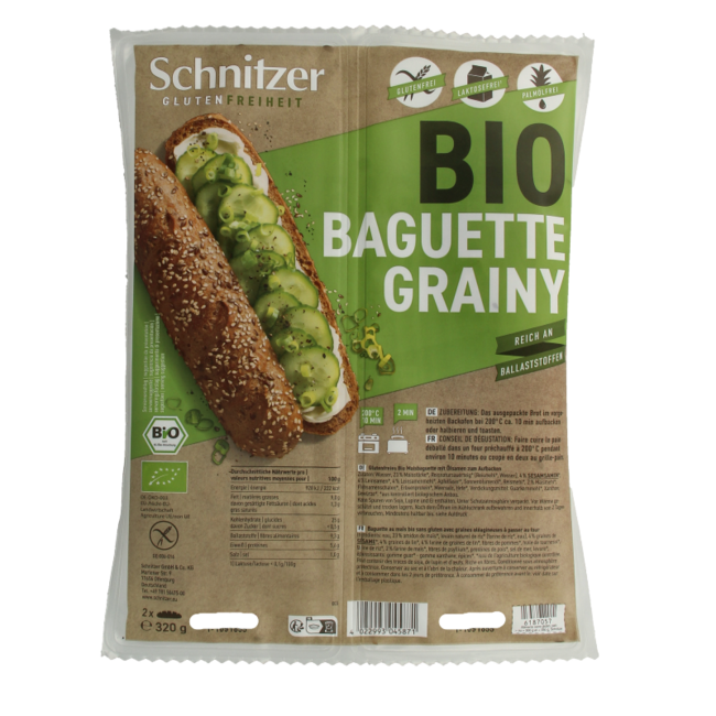 Bagietka ziarnista bezglutenowa bio 2 sztuki