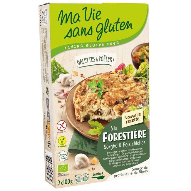 Hamburguesa de champiñones y garbanzos Ma Vie Sans sin gluten bio 2x100g 2 unidades