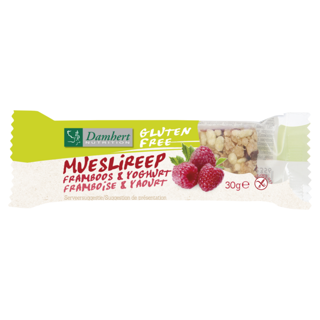 Barrita de muesli de frambuesa sin gluten 30 g