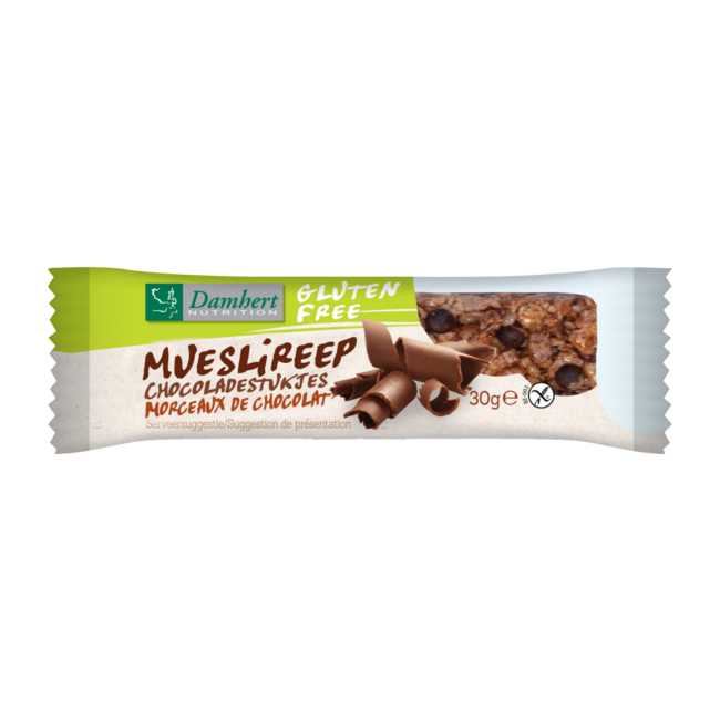 Baton musli Damhert, czekoladowy, bezglutenowy, 30 gramów