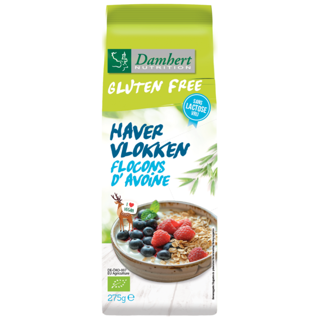 Flocons d'avoine Damhert sans gluten bio 275 grammes