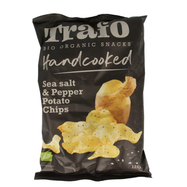 Trafo Organic Hand-Cooked Sea Salt & Pepper Crisps 125g
