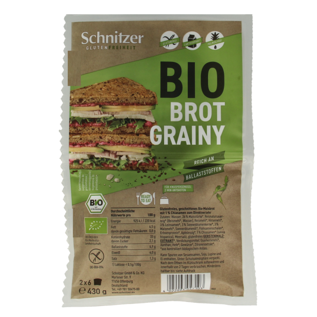Schnitzer Bread'n toast körnig glutenfrei bio 430 Gramm