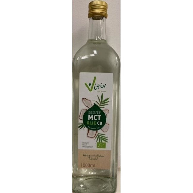 Vitiv Aceite MCT C8 de coco puro 99% ácido caprílico 1 litro