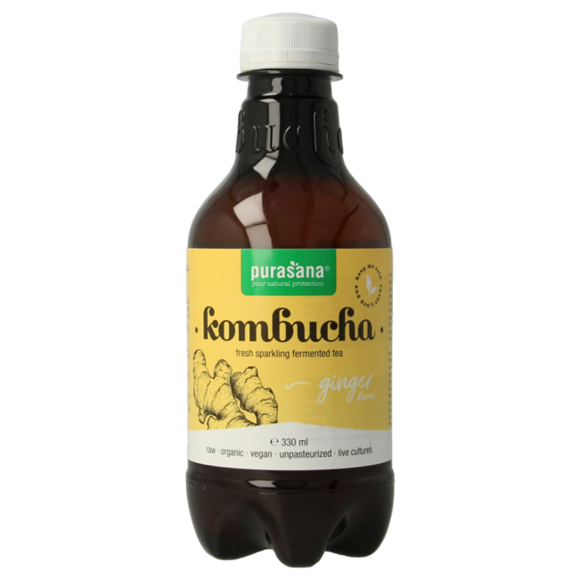 Purasana Kombucha gember vegan bio 330 Milliliter
