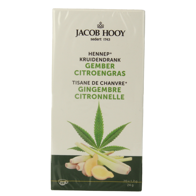 Jacob Hooy Hemp Ginger Lemongrass 12 Pieces