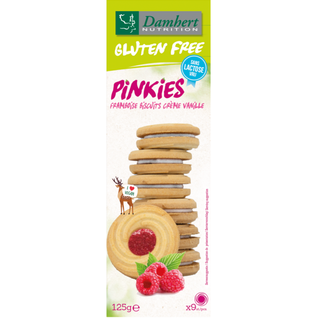 Damhert Pinkies biscuits framboos 125 Gram