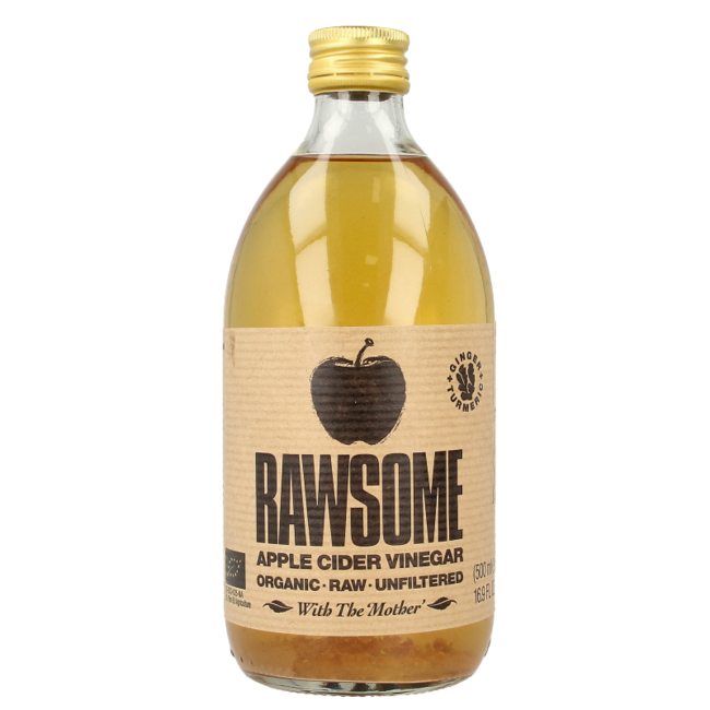 Vinaigre de cidre de pomme Rawsome (gingembre et curcuma) avec la mère bio 500 ml