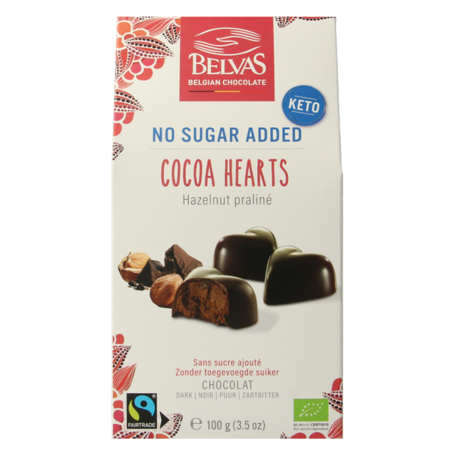 Organic chocolate heart hazelnut praline 100g