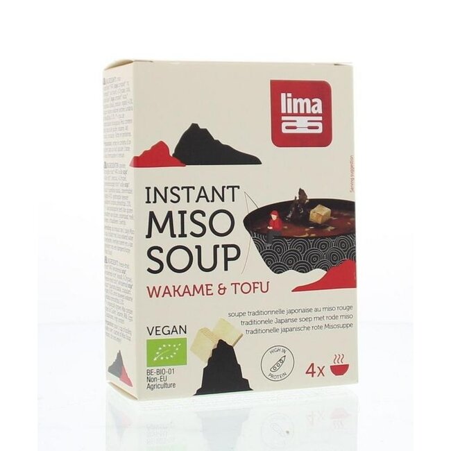 Lima Instant miso soep wakame tofu 4 x 10 gram bio 40 Gram