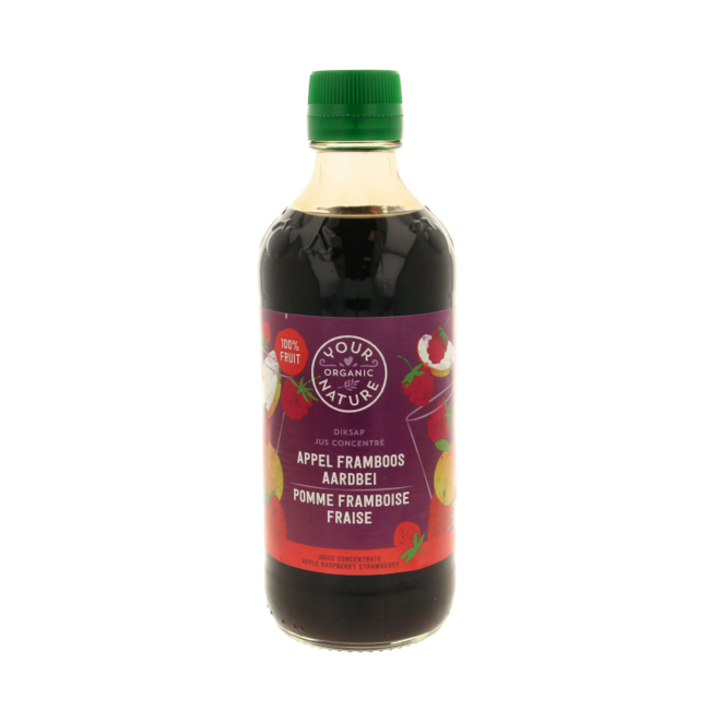 Organic apple, raspberry and strawberry fruit juice concentrate 400ml