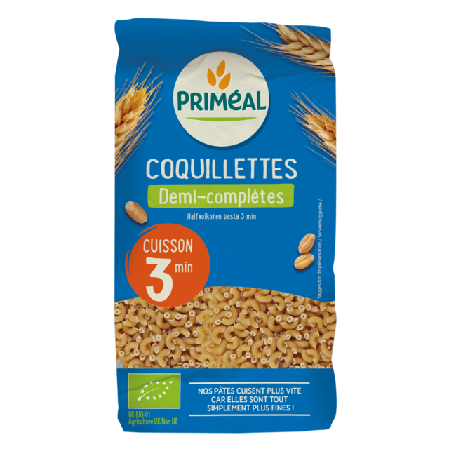 Primeal Organic Semi-Wholewheat Quick-Cook Elbows 3 Minutes 500g