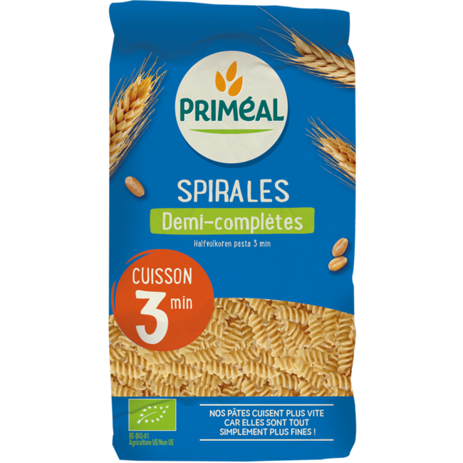 Primeal Halfvolkoren spiralen snelkook 3 minuten bio 500 Gram