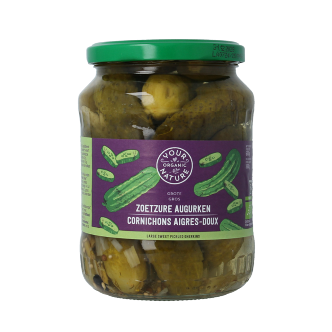 Your Organic Nature Ogórki słodko-kwaśne bio 670 Gramów