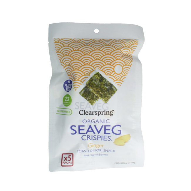 Clearspring Seaveg - snacks de alga nori con jengibre multipack bio 20 g