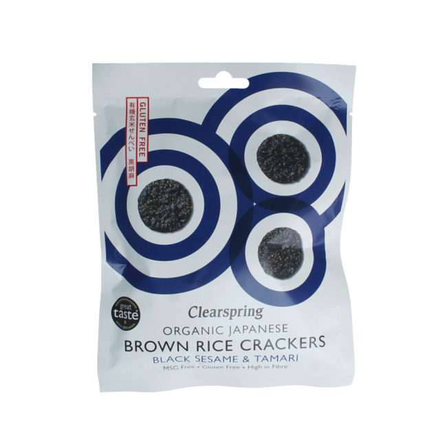 Clearspring Organic Brown Rice Crackers Black Sesame & Tamari 40g