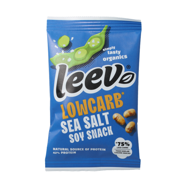 Leev Bio niskowęglowodanowa przekąska z soi z solą morską 45 Gram