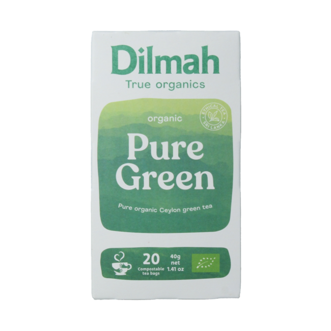 Tè verde biologico Pure Ceylon Dilmah, 20 Bustine
