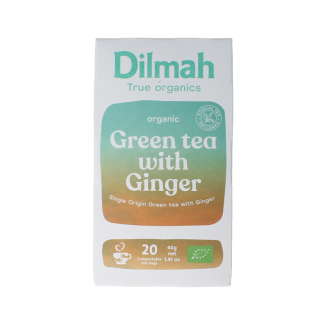 Dilmah Té verde con jengibre bio 20 bolsitas