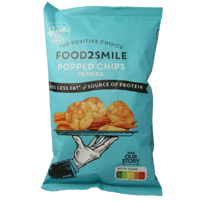 Food2Smile Chips Popped de Pimentón 90 Gramos