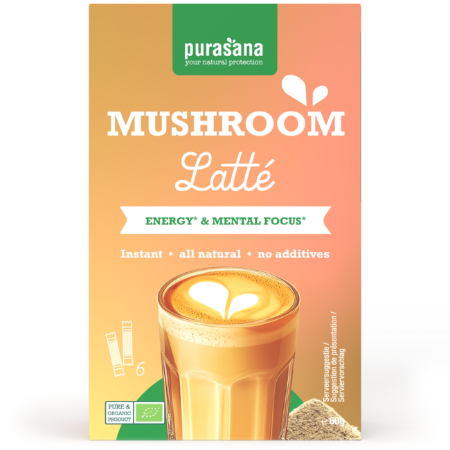 Purasana Błyskawiczne latte grzybowe 6x10g bio 60 Gram