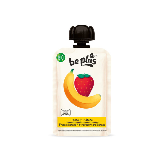 Beplus Quetschmus 100% Erdbeere Banane Bio 100 Gramm
