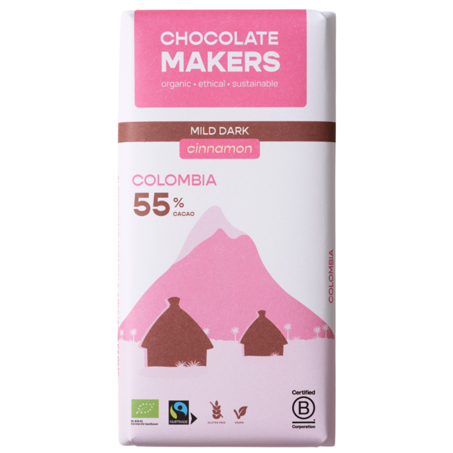 Chocolatemakers Pure joy 55% puur met kaneel bio 80 Gram