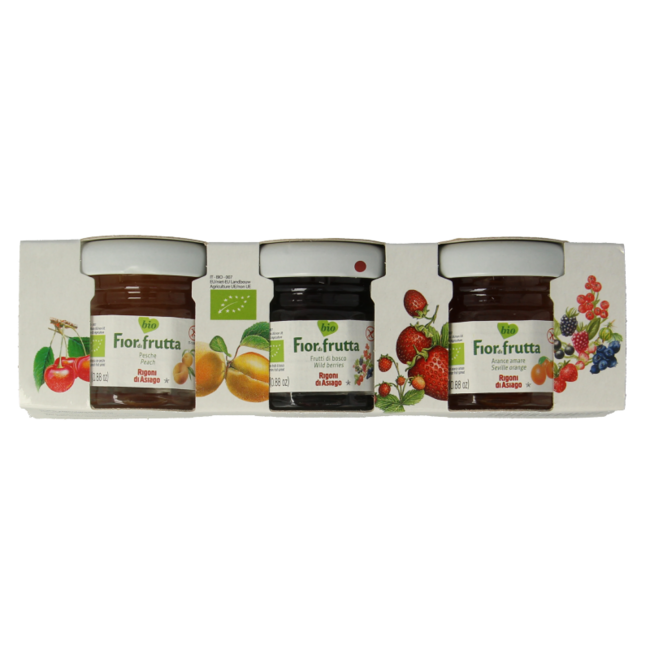 Fiordifrutta Assortiment de préparations de fruits bio 3 x 25 g (75 g)