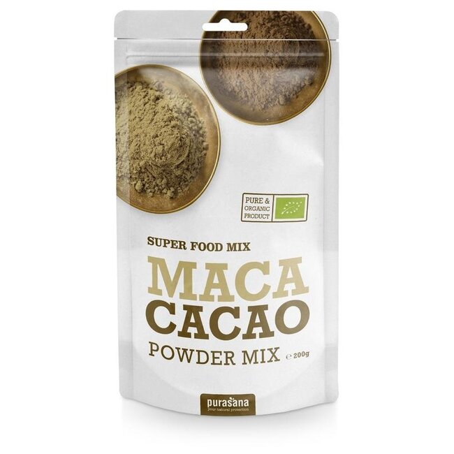 Purasana Maca & Cacao, miscela in polvere vegana biologica 200 Grammi