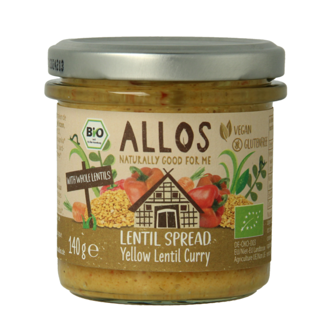 Allos Pasta z soczewicy, żółte curry, bio, 140 gramów