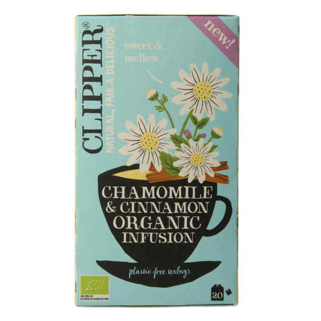 Clipper Infusión biológica de manzanilla y canela 20 bolsitas