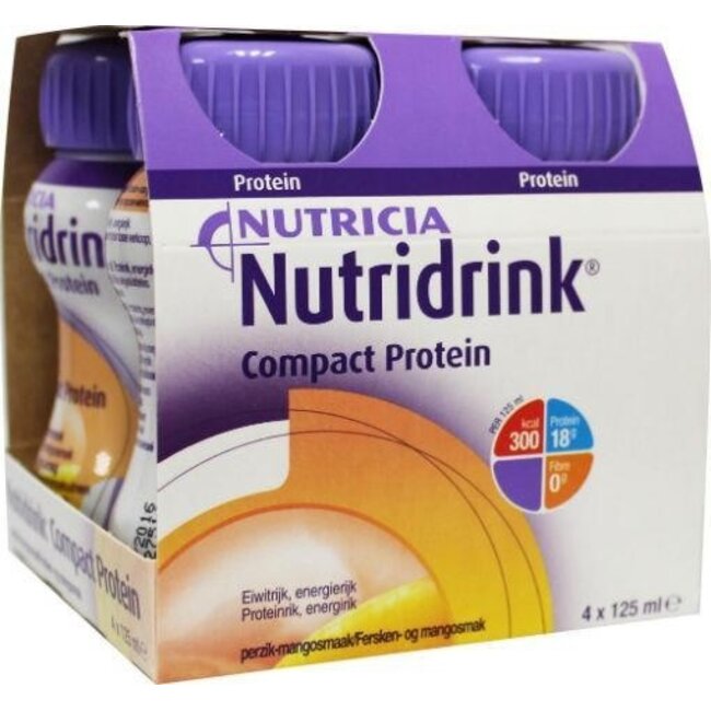 Nutridrink Compact Protein pêche/mangue 125ml 4 unités