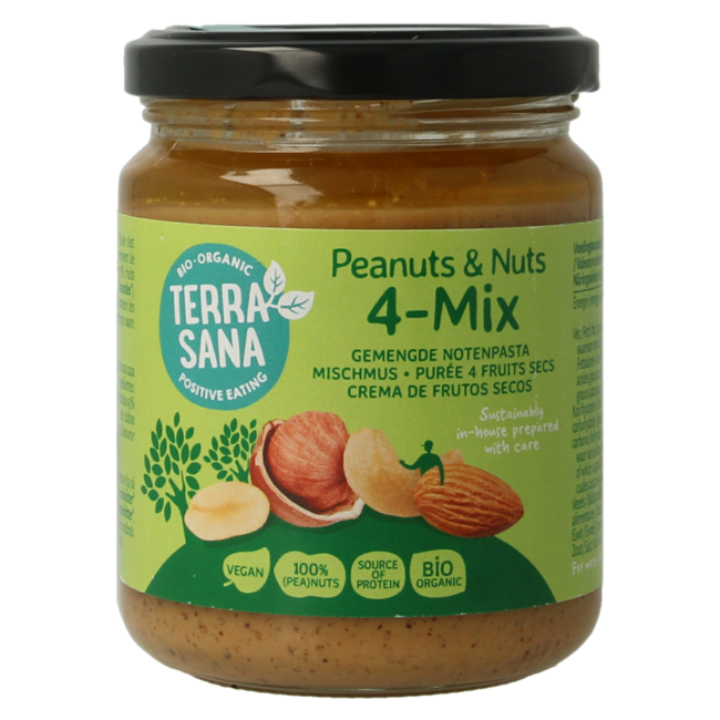 TerraSana 4 mix mieszana pasta orzechowa bez soli bio 250 gramów