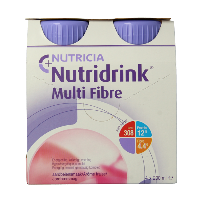 Nutridrink Multi Fibre Fraise 200 ml 4 unités