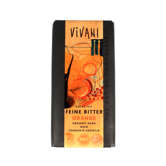 Chocolate negro Vivani con naranja ecológico 100 gramos
