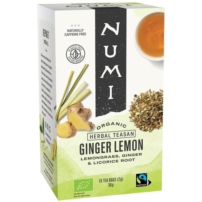Numi Organic Green Tea Ginger Lemon 18 Tea Bags